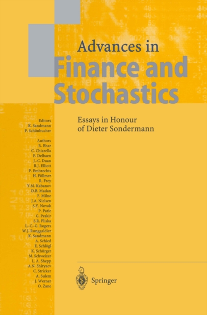 Advances in Finance and Stochastics : Essays in Honour of Dieter Sondermann, PDF eBook