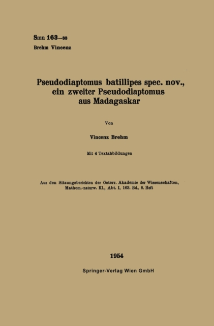 Pseudodiaptomus batillipes spec. nov., ein zweiter Pseudodiaptomus aus Madagaskar, PDF eBook