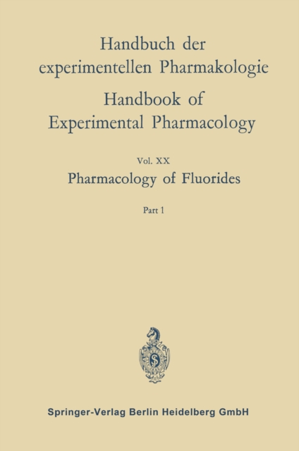 Pharmacology of Fluorides : Part 1, PDF eBook
