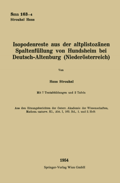 Isopodenreste aus der altplistozanen Spaltenfullung von Hundsheim bei Deutsch-Altenburg (Niederosterreich), PDF eBook