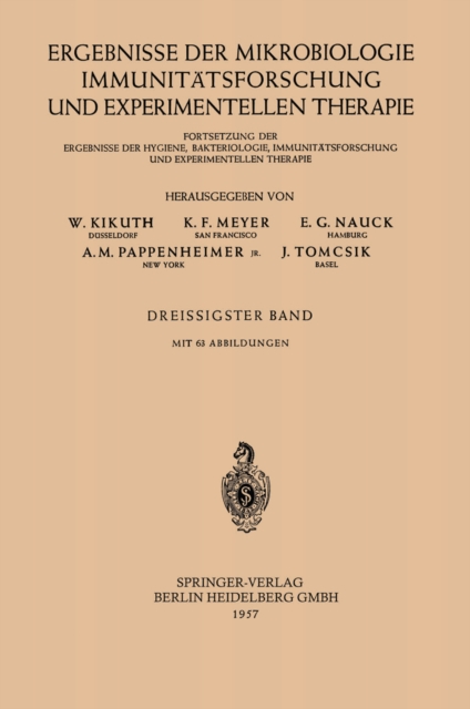 Ergebnisse der Mikrobiologie, Immunitatsforschung und experimentellen Therapie : Fortsetzung der Ergebnisse der Hygiene, Bakteriologie, Immunitatsforschung und experimentellen Therapie, PDF eBook