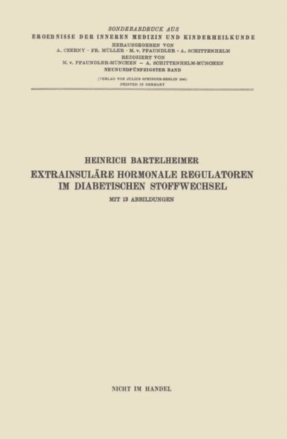 Extrainsulare hormonale Regulatoren im diabetischen Stoffwechsel, PDF eBook