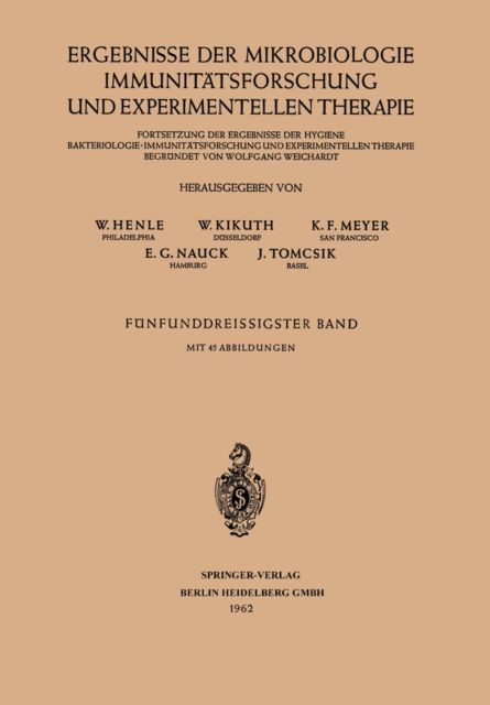 Ergebnisse der Mikrobiologie Immunitatsforschung und Experimentellen Therapie : Fortsetzung der Ergebnisse der Hygiene Bakteriologie * Immunitatsforschung und Experimentellen Therapie, PDF eBook