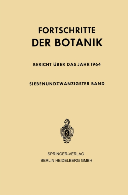 Fortschritte der Botanik : Siebenundzwanzigster Band, PDF eBook