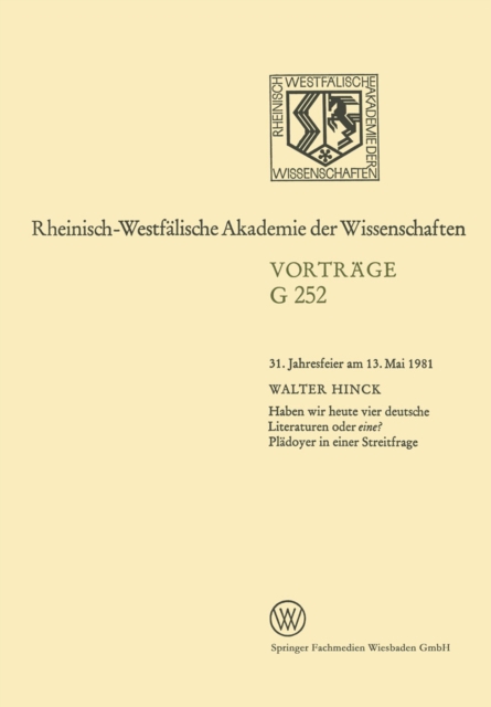 Haben wir heute vier deutsche Literaturen oder eine? Pladoyer in einer Streitfrage, PDF eBook
