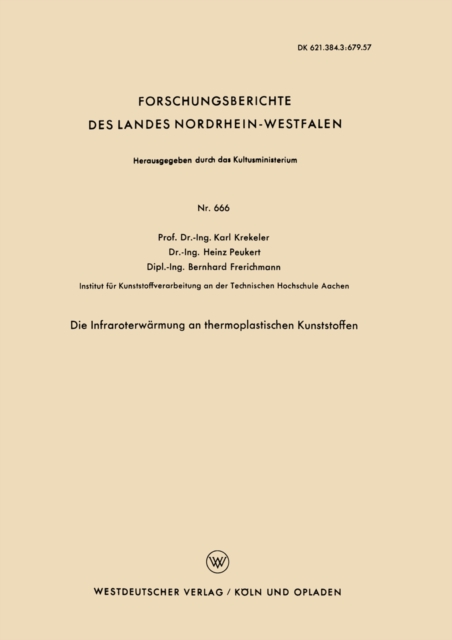 Die Infraroterwarmung an thermoplastischen Kunststoffen, PDF eBook