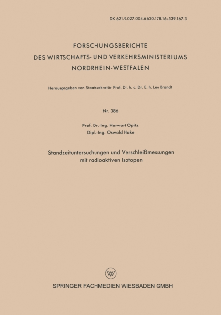 Standzeituntersuchungen und Verschleimessungen mit radioaktiven Isotopen, PDF eBook