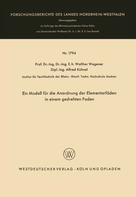 Ein Modell fur die Anordnung der Elementarfaden in einem gedrehten Faden, PDF eBook