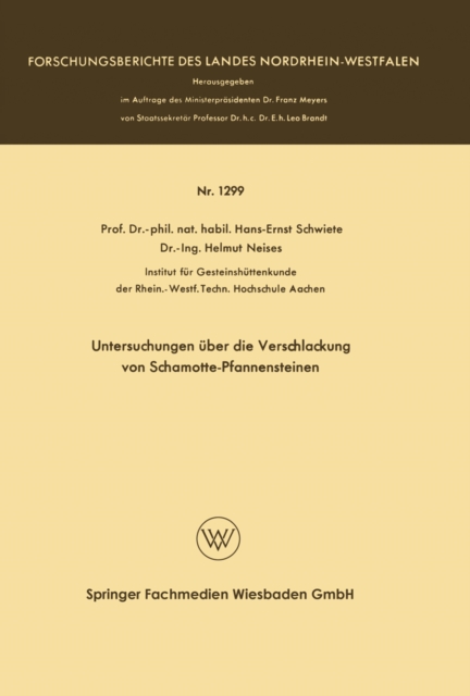 Untersuchungen uber die Verschlackung von Schamotte-Pfannensteinen, PDF eBook
