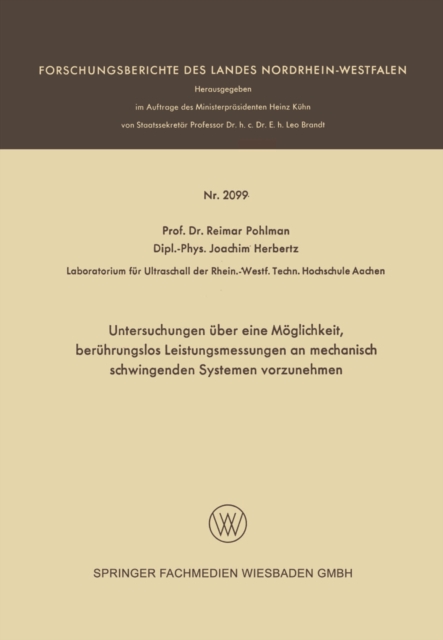 Untersuchungen uber eine Moglichkeit, beruhrungslos Leistungsmessungen an mechanisch schwingenden Systemen vorzunehmen, PDF eBook