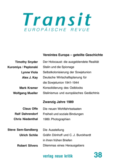 Transit 37. Europaische Revue, PDF eBook