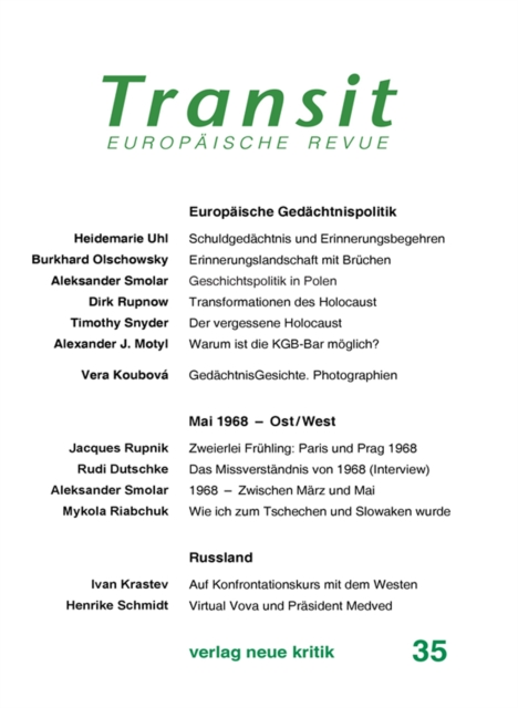 Transit 35. Europaische Revue : Europaische Gedachtnispolitik, PDF eBook