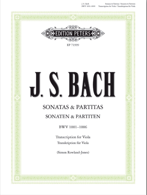 SONATAS PARTITAS BWV 10011006 VIOLA SOLO, Paperback Book